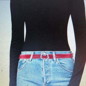 ❤️ Rare Escada patent leather Red Ruby wizard of oz belt silver heart ♥️ 34-36